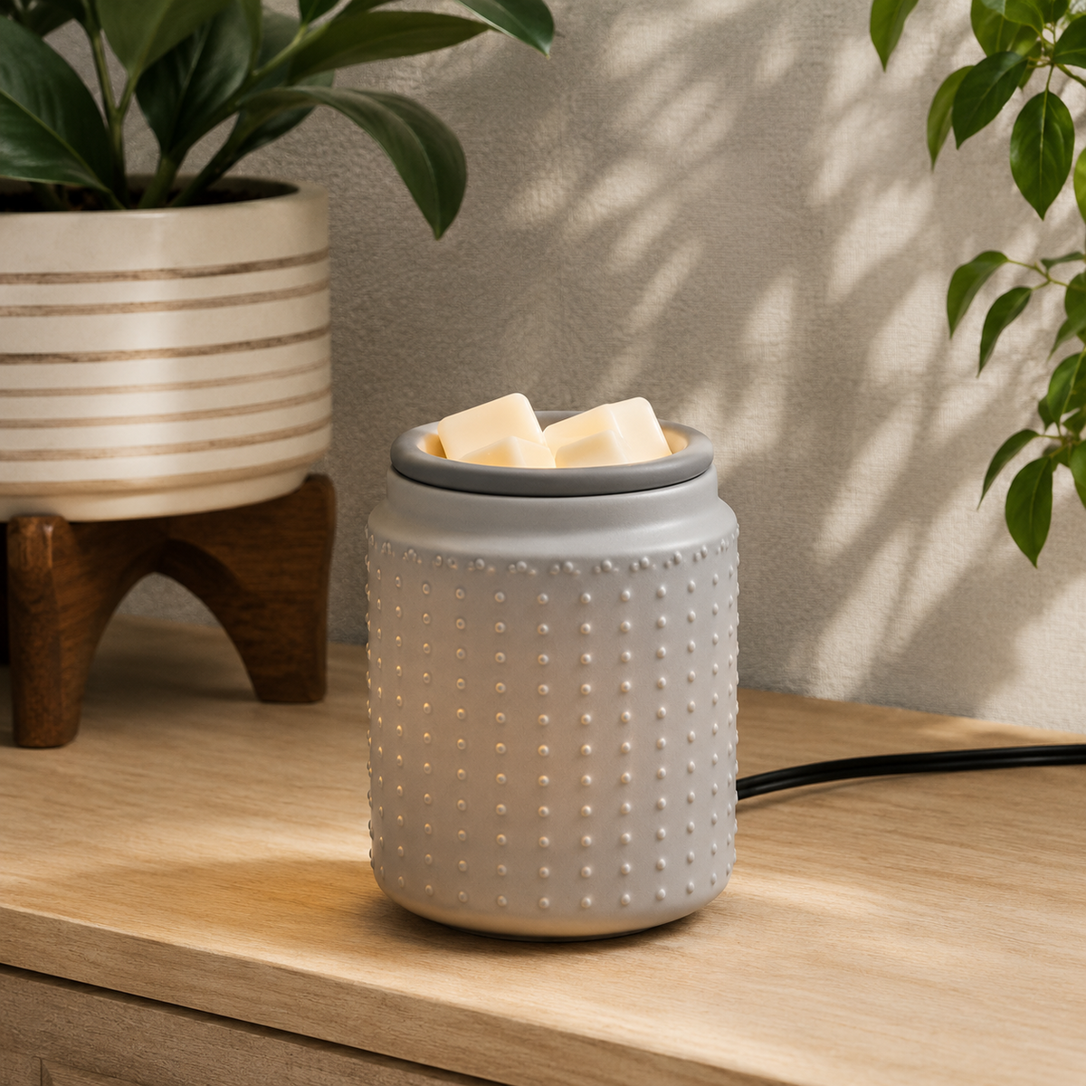 GRAY HOBNAIL WAX WARMER