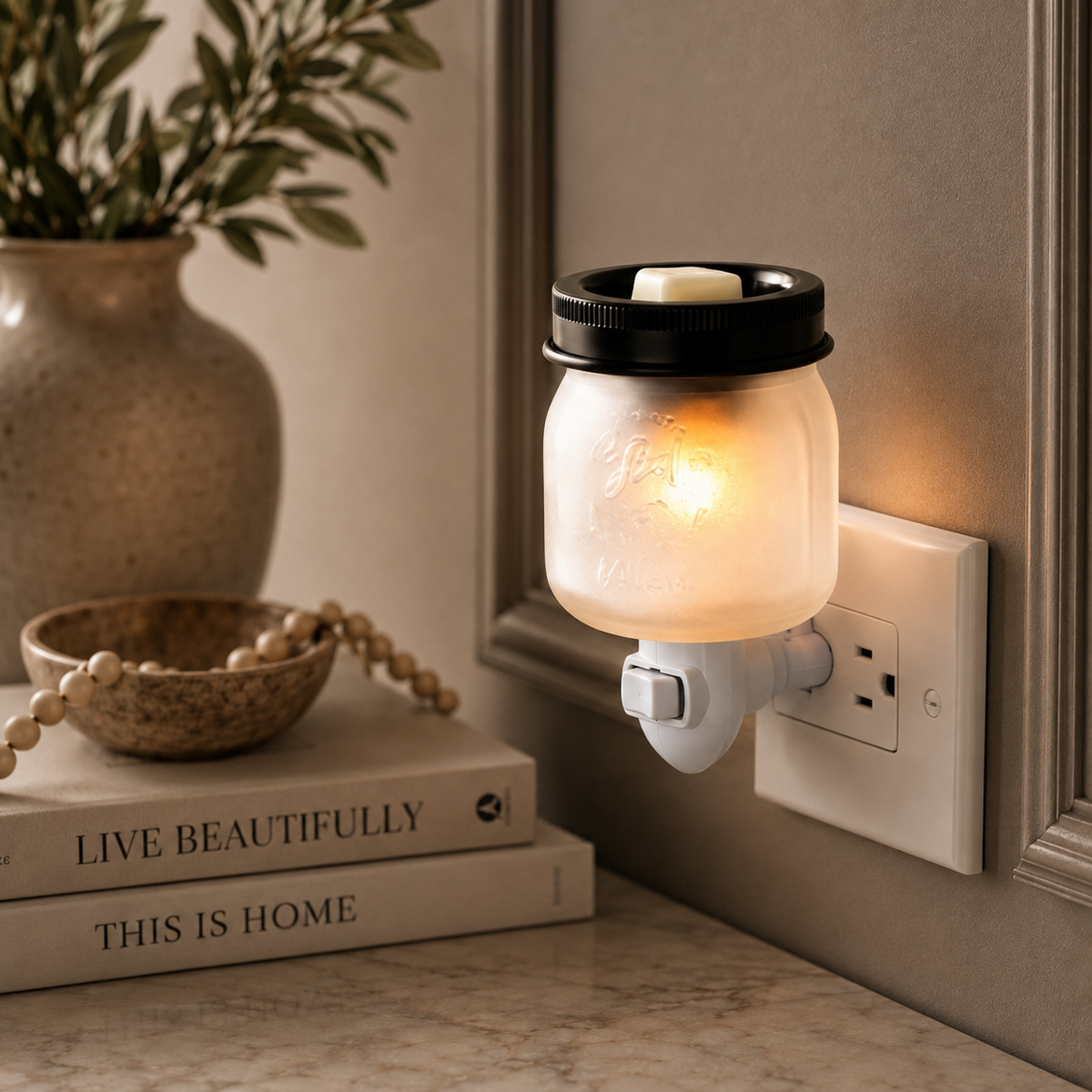GLASS MASON JAR WALL WAX WARMER