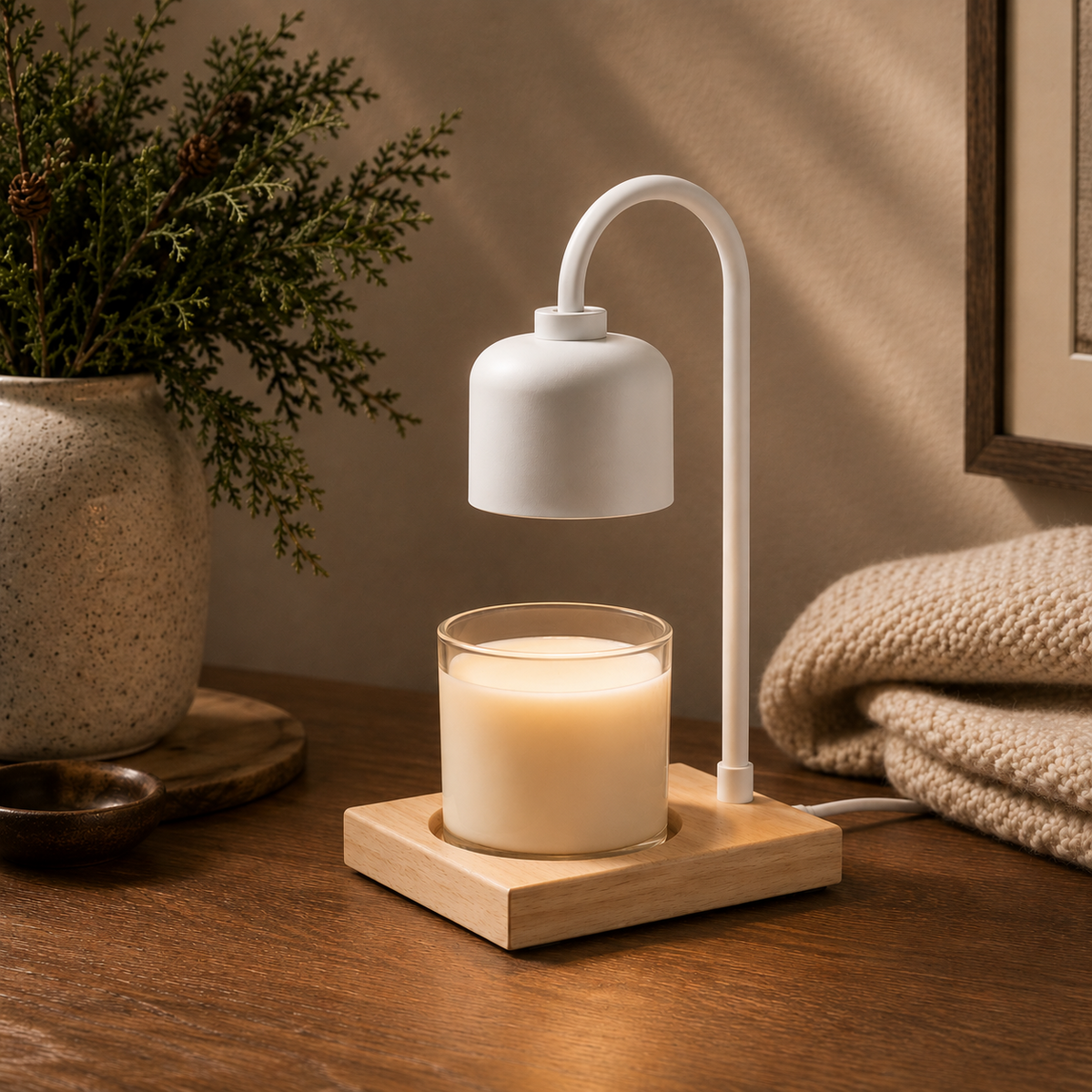 WHITE ARCHED CANDLE WARMER LAMP