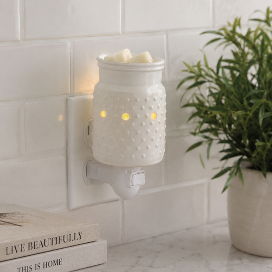 WHITE HOBNAIL WALL WAX WARMER